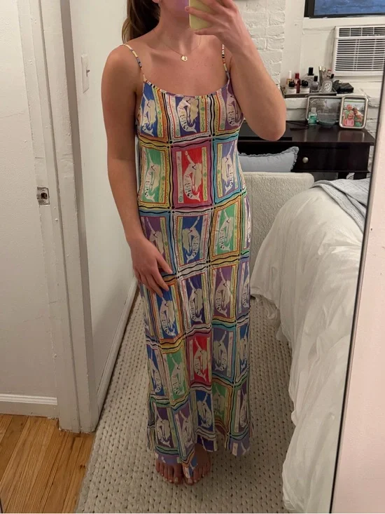 RIXO Multicolor Pastel Graphic Slip Dress - Picture 2 of 3